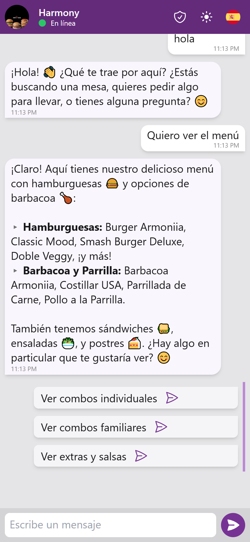 Interfaz del asistente IA para web de QRapid