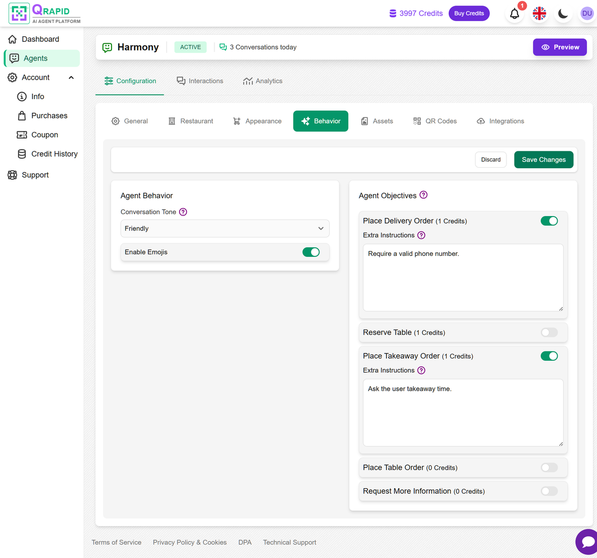 Dashboard Agent Management